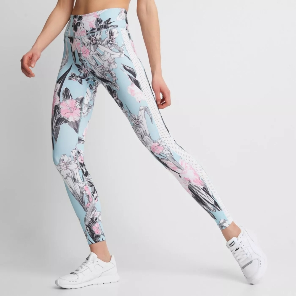 Nike All In Leggings Workout Floral Mesh Insert Gym High Rise Tights Dri Fit  XL
